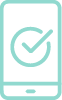 An icon of a phone with a checkmark in the center